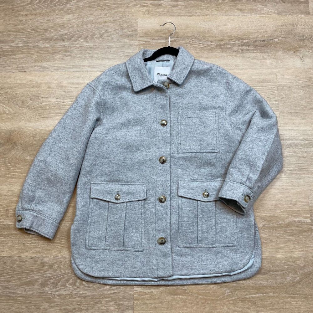 Madewell Belrose Shirt-Jacket Women's L Color Light Graphite - Picture 4 of 9